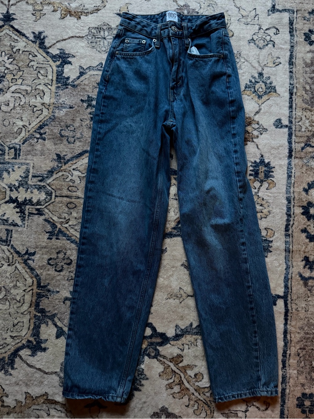 BDG Dark Blue High-Rise Straight Leg Jeans